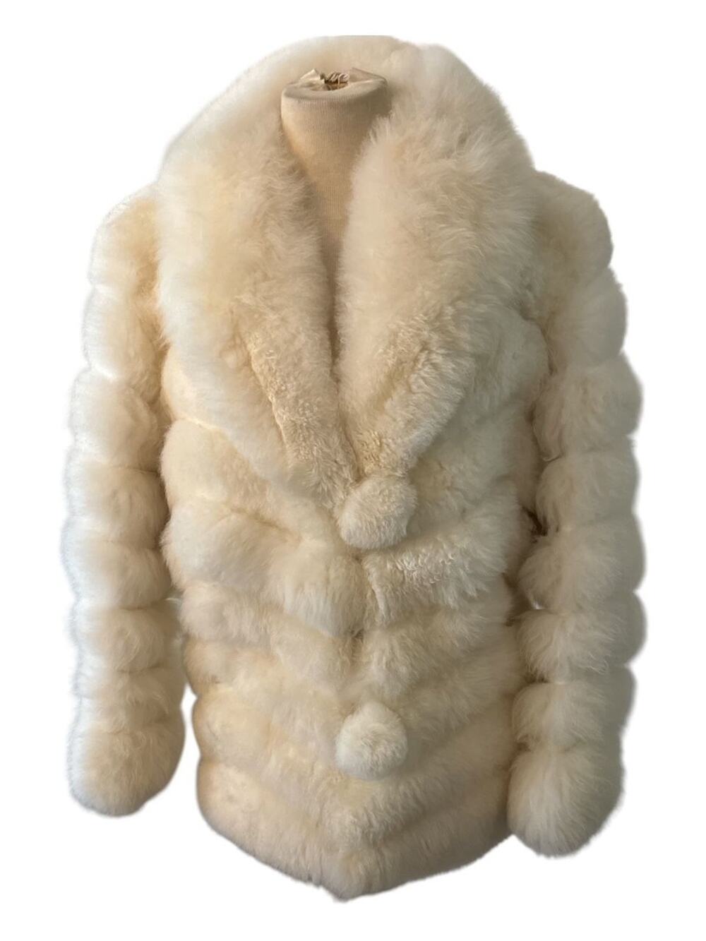 RARE! VINTAGE INCA'S INC ALPACA WHITE FUR COAT SZ M/L